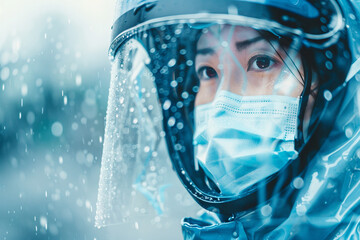 Wall Mural - Image of man in a protective spacesuit made generative AI