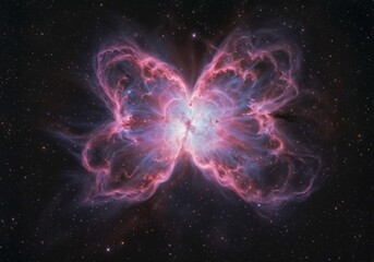 Wall Mural - Butterfly Nebula glows with pink and blue gas in the vastness of deep space surrounded by bright stars