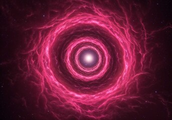 Wall Mural - Abstract nebula forms pink tunnel leading into bright starlit center core