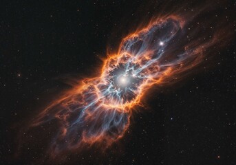 Wall Mural - Nebula showcases bright orange and blue colors in deep space Astronomy reveals cosmic art and stellar formation