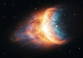 Wall Mural - Vibrant nebula glows brightly in deep space surrounded by countless stars providing cosmic awe