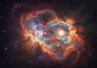 Wall Mural - Vibrant nebula glows brilliantly showing cosmic clouds and twinkling stars throughout space
