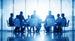 © ekhtiar - Dynamic business team collaborating in a modern, bright office, fostering innovation and global connection with abstract network graphics