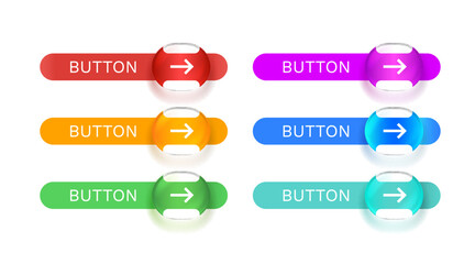Wall Mural - glass button array, read more, event web bar, buttons with color. vector illustration