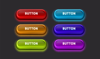 Wall Mural - Light button, frame label, event web bar, buttons with color. Vector illustration