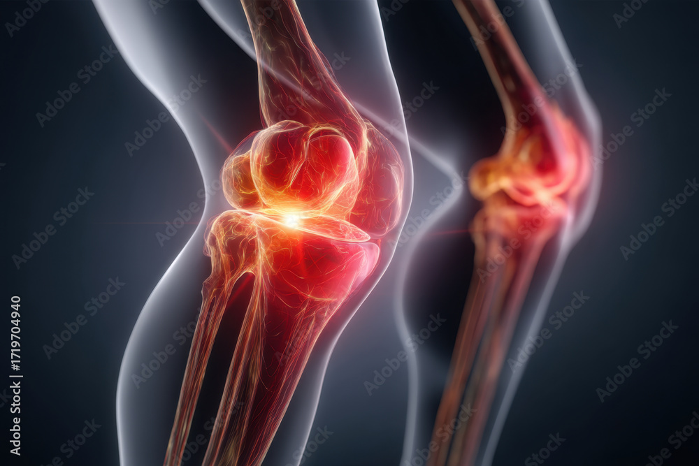 Knee joint inflammation human anatomy pain medical illustration side ...