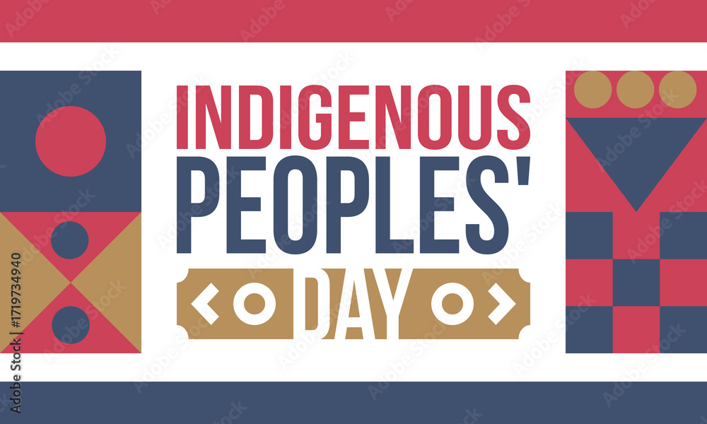 Indigenous Peoples' Day. Native American Day. American Indian culture. Heritage Month. Celebrate annual in United States. Tradition pattern. Poster, card, banner and background. Vector illustration