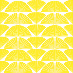 Wall Mural - Modern Yellow Geometric Fan and Lemon Slice Seamless Pattern
