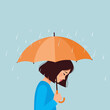 © Rizwal - Cartoon illustration of a girl feeling sad. Vector illustration in flat cartoon style