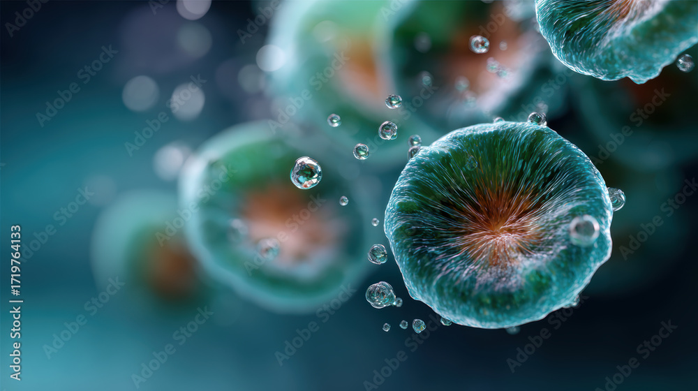 Pathogen Cell Structure Microscopic biology view of pathogen organism. cell nucleus cytoplasm ...