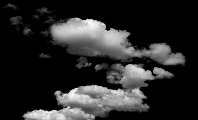 Wall Mural - cloud isolated on black background,abstract sky with fluffy white cloudy,nature illustration element