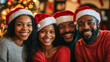 © Sabrina - Happy african family celebrating Christams day at home - Xmas, holiday and winter season concept - Models by AI generative