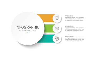 Wall Mural - Vector infographic label design with circle infographic template design and 3 options or steps.