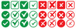 © Top - checkmark and X mark icon. check and uncheck icon vector. validation icon vector. for apps and websites.