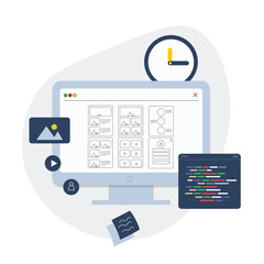 Web development. Programming and engineering development. Flat illustration.