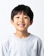 © SoftFlour - 白い背景で幸せそうに笑う10歳くらいの日本人の男の子のポートレート（子供・明るい笑顔）, Portrait of a happy smiling Japanese boy