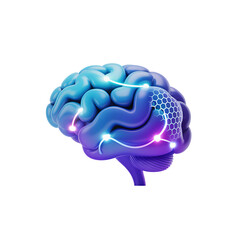 High quality 3d AI brain icon Isolated on Transparent Background