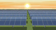 © Zarjan - Scenic view of a solar panel farm at sunset, showcasing renewable energy, sustainability, and environmental conservation efforts in a landscape
