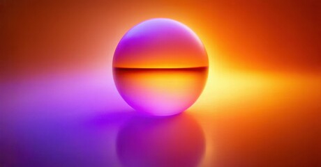Wall Mural - vibrant sphere rests upon surface. colors blend, creating warm, cool gradients. light reflects, form
