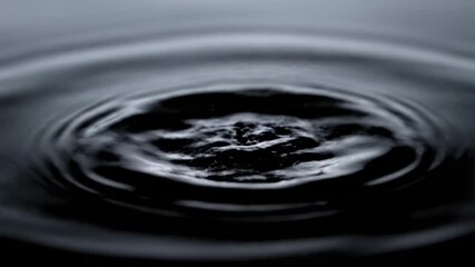 Wall Mural - Abstract slow motion liquid ripple expanding outwards from an unseen impact, creating perfect concentric circles on a dark, reflective surface fluid dynamics, ripple, abstract slow motion