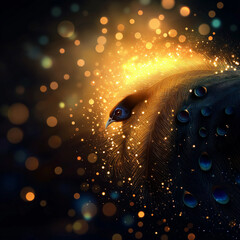 Wall Mural - an abstract design featuring a feather that can be u sed for an icon, logo or emblem.