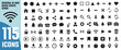 © SaHeD - Collection of 115 diverse black and white vector icons representing communication symbols technology and common graphic elements for digital design