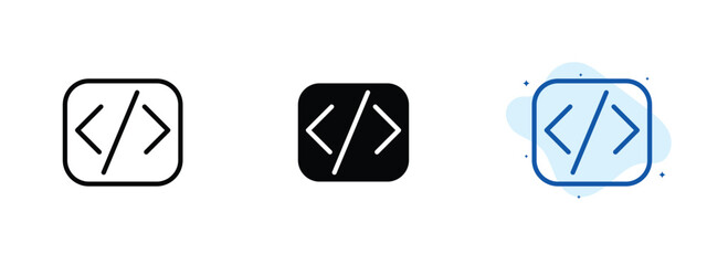 Set of pixel perfect colored Code icon.eps , 1 Silhouette, 1 Unexpanded, Code icon symbolizing programming and software development.