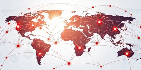 Wall Mural - Global network connections over the globe 3D rendering elements of this image furnished World map with red network connections. Global communication concept.