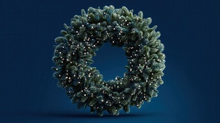 Wall Mural - christmas wreath isolated on blue background