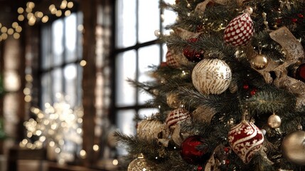 Wall Mural - christmas tree decorated with ornaments
