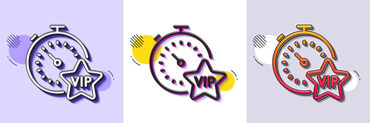 Wall Mural - Vip timer line icon. Halftone dotted pattern. Gradient icon with grain shadow. Very important person sign. Member club privilege symbol. Line vip timer icon. Various designs. Vector