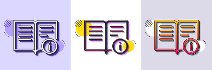 Wall Mural - Technical information line icon. Halftone dotted pattern. Gradient icon with grain shadow. Instruction sign. Line technical info icon. Various designs. Vector