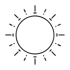 Wall Mural - Vector art of a simple line art illustration of a sun with rays, isolated on a