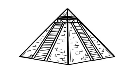 A hand drawn pyramid ancient structure with triangular faces converging to a point