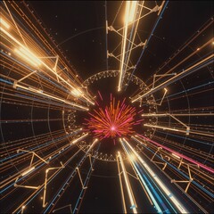 Wall Mural - Futuristic Light Tunnel Explosion