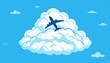 © Jakimen - Airplane silhouette above fluffy clouds in a blue sky