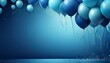 © Stella - blue birthday background with balloons in the air featuring a blue balloon on the left