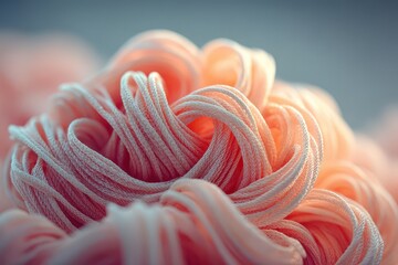 Wall Mural - Soft pink abstract texture: intricate braided threads in a macro close-up.