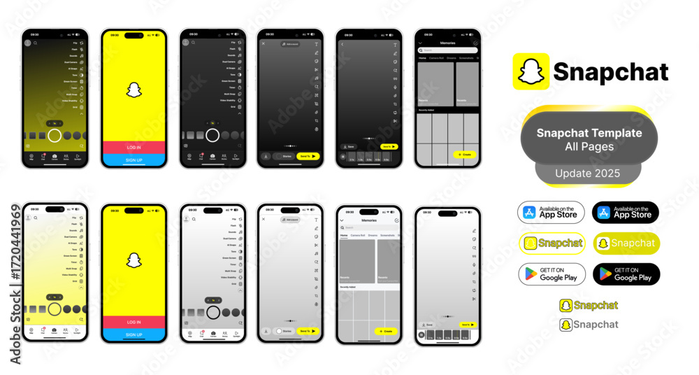 Snapchat UI template 2025 update shown on iPhone 17. Sleek, modern ...