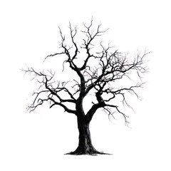 detailed sketch of a mature tree isolated on transparent background