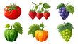 © lander - Colorful Hand-Drawn Fruits on Transparent Background for Artistic Designs