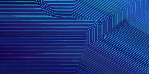 Wall Mural - Abstract blue digital lines forming a futuristic geometric pattern with depth and movement