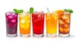 © Md Mojammel - Variety of Refreshing Iced Drinks in Tall Glasses with Fruit Garnish and Mint