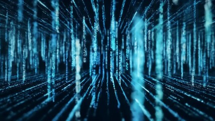Vector Fly Flying Through the Blue Data Stream