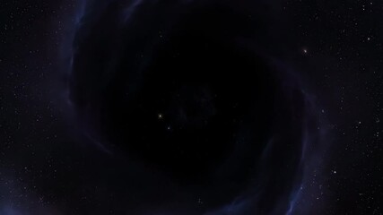 Wall Mural - slow cinematic zoom into an enigmatic, expanding dark void amidst swirling cosmic dust light, contra