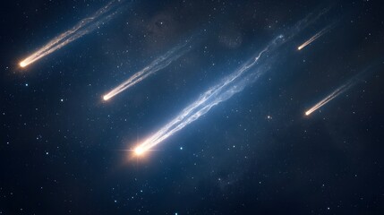 Wall Mural - Comets with Glowing Tails in Starry Space