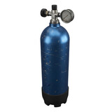 Blue Scuba Diving Tank with Gauge and Regulator