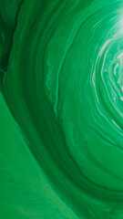 Wall Mural - Paint fluid stains. Emulsion gel. Defocused green colorful splash drop water sparkle texture flowing on abstract art wet background.