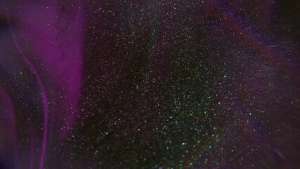 Wall Mural - Glitter art. Beam texture. Defocused purple blue yellow color splash paint sparkling water spill on abstract creative neon background.