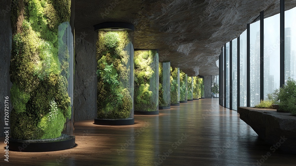 Bio-integrated air purification columns using living moss matrices and ...